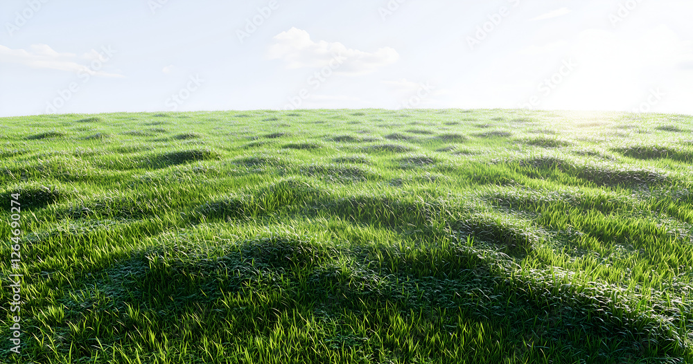 large grassy field, with lush green grass on the ground, against a white background large grassy field, with lush green grass on the ground, against a white background