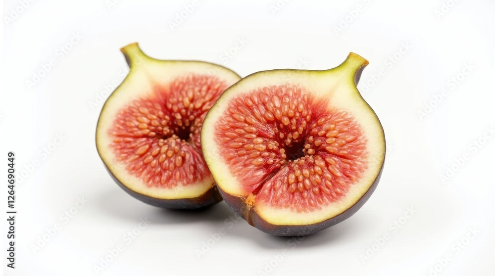 Halved Fresh Fig Isolated on White Background Halved Fresh Fig Isolated on White Background