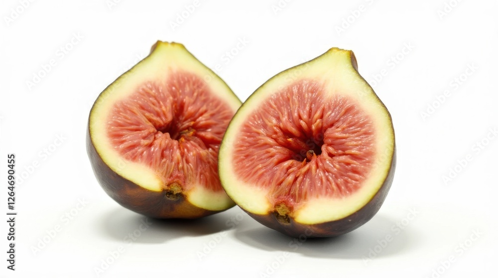 Halved Fresh Fig Isolated on White Background Halved Fresh Fig Isolated on White Background