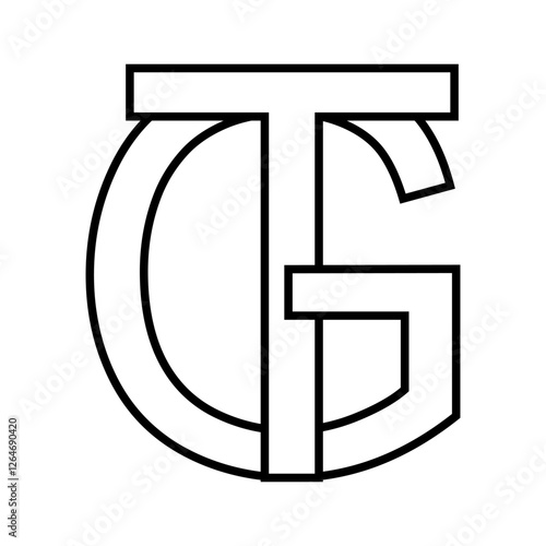 Logo sign tg gt icon, double letters logotype t g