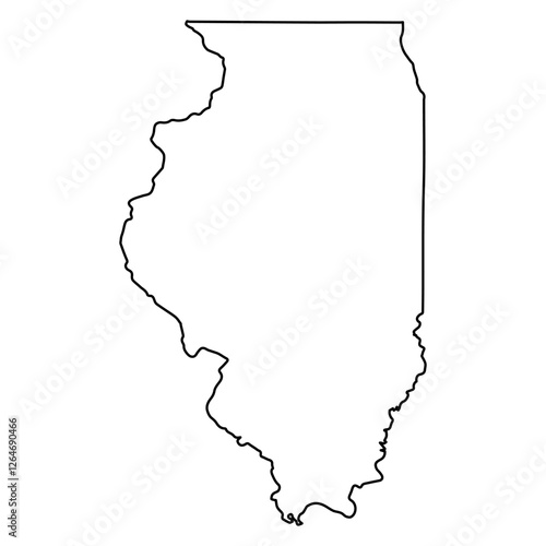 Black and White Outline Map of Illinois