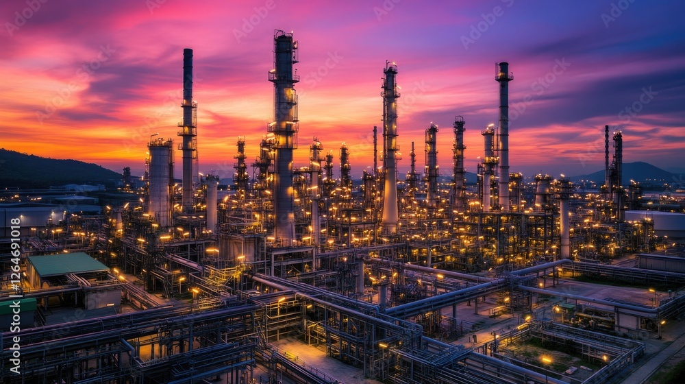 Fototapeta premium Oil Refinery Sunset