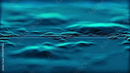 Dynamic distortions in blue textures. Depth of field.