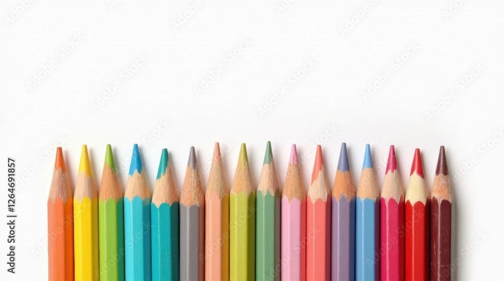 Vibrant Pastel Colored Pencils on White Background Vibrant Pastel Colored Pencils on White Background