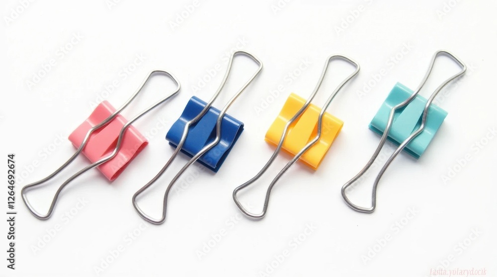 Colorful Binder Clips Isolated on White Background Colorful Binder Clips Isolated on White Background