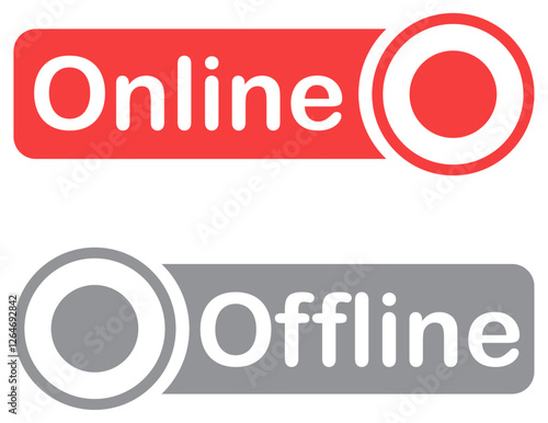 Online and offline toggle buttons icon. Internet connection availability icons. Online offline monitoring indicators. Digital network status signs. Connectivity mode buttons. Vector illustration 