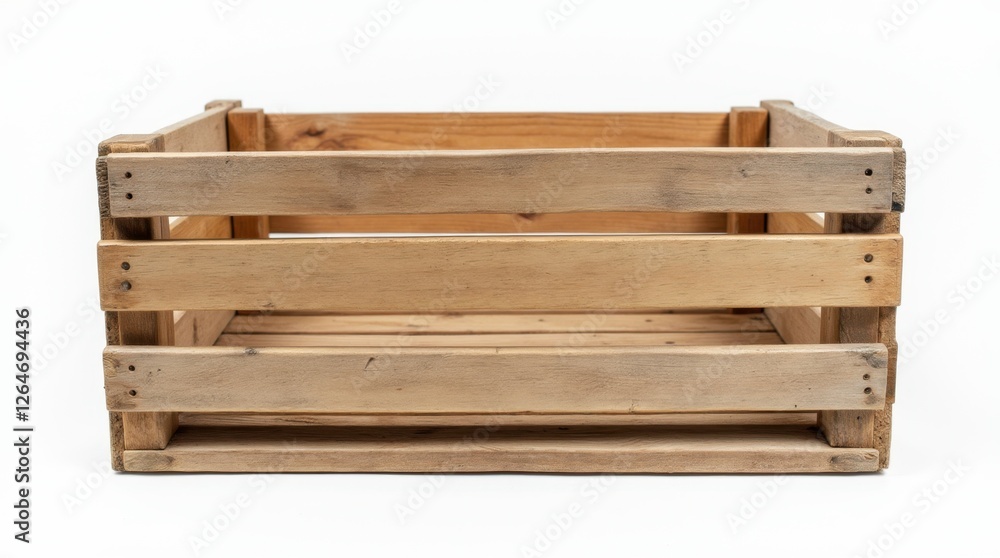 Empty Rustic Wooden Crate on White Background Empty Rustic Wooden Crate on White Background