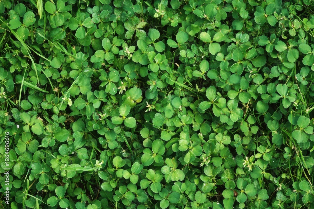 Crab Grass and Clover Weeds in an Unkempt Garden Yard Crab Grass and Clover Weeds in an Unkempt Garden Yard