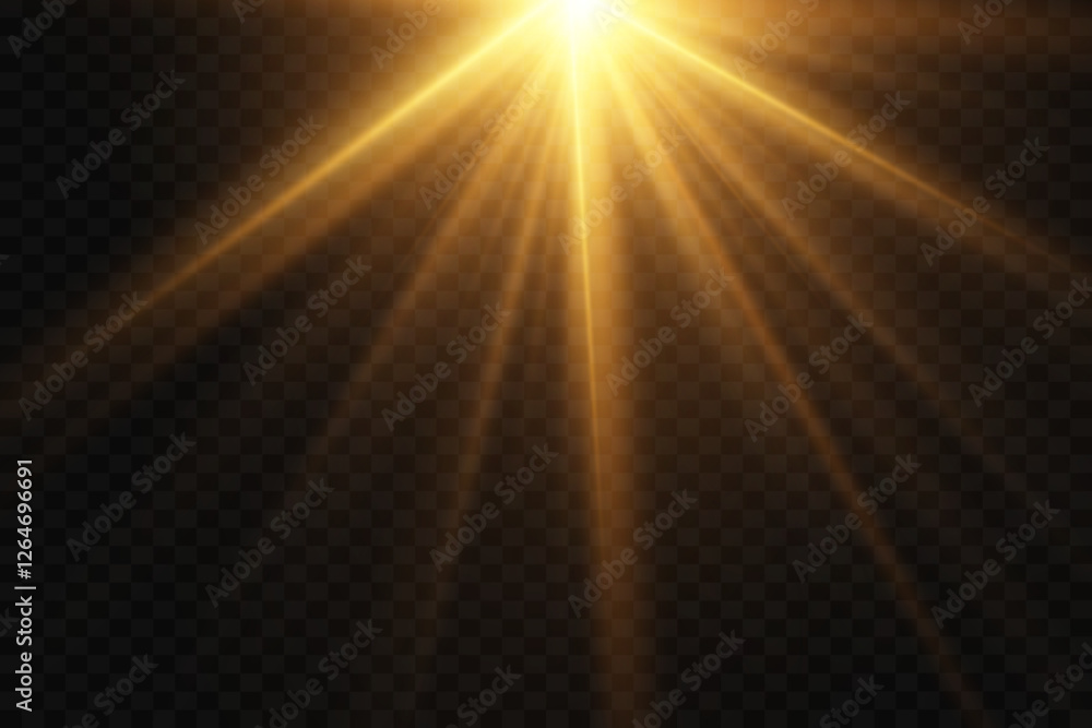 Obraz premium Light effect of flash and glare, light rays. On a transparent background.