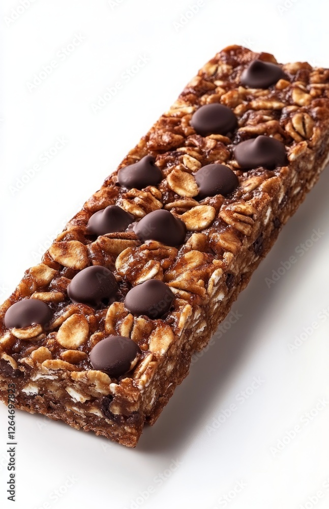 Complete Granola Bar with Chocolate, Isolated on Solid Background Complete Granola Bar with Chocolate, Isolated on Solid Background