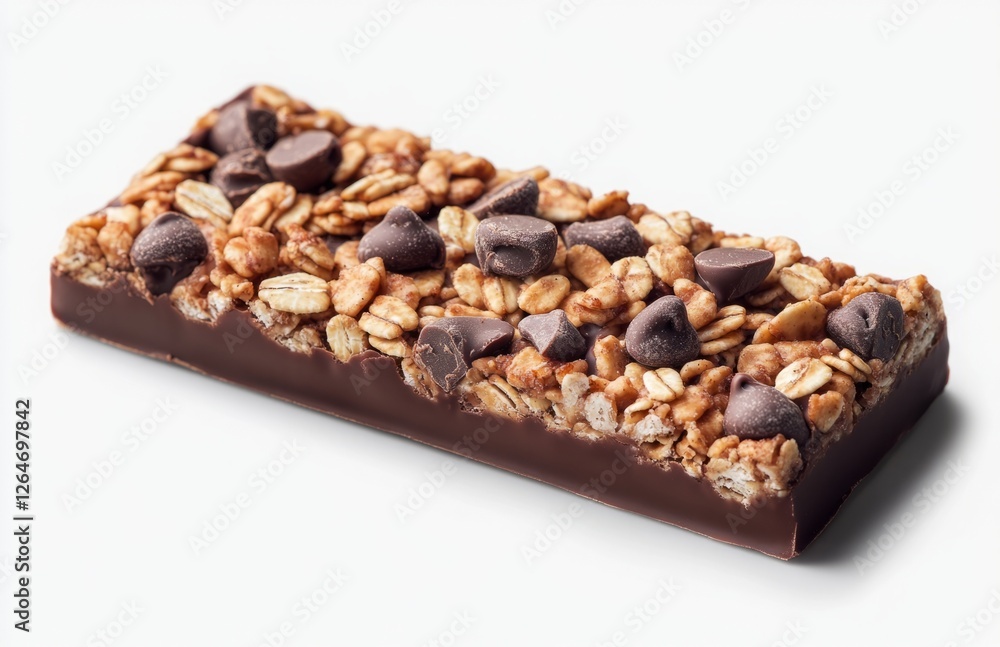 Complete Granola Bar with Chocolate, Isolated on Solid Background Complete Granola Bar with Chocolate, Isolated on Solid Background
