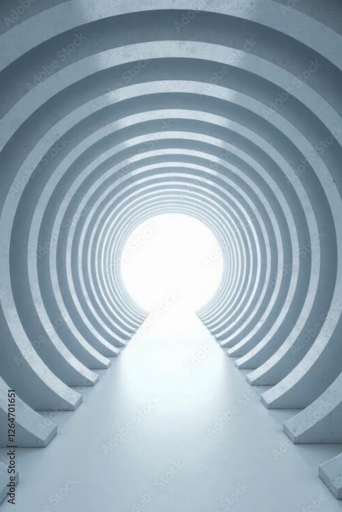 Obraz premium Abstract Light at the End of a Concentric Corridor of Smooth Arched Walls