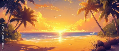 Tropical Beach Sunset Paradise