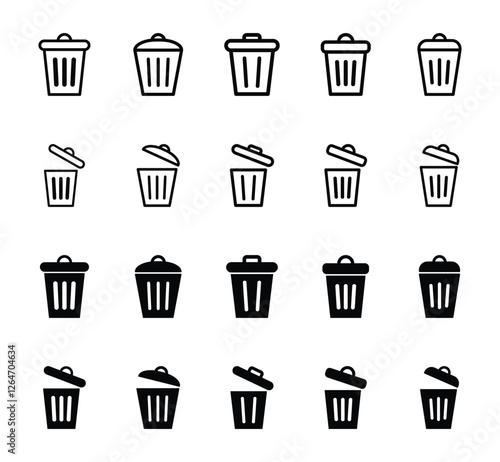 Set of trash can icon symbol vector on white background