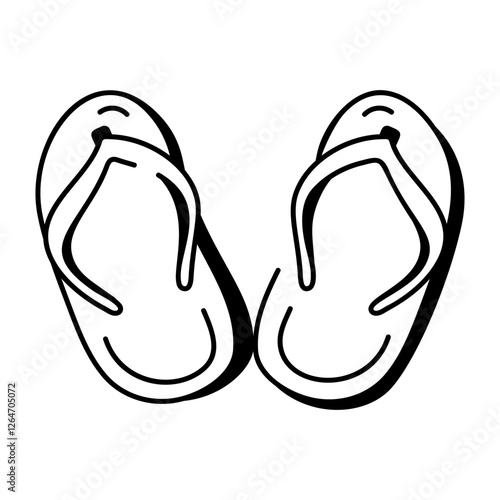 A hand drawn icon of flip flops 
