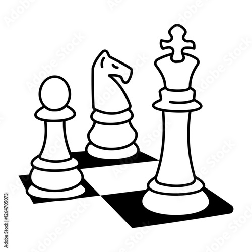 Chess pieces icon in doodle style 

