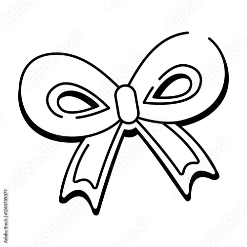 Beautiful bow icon in doodle style 
