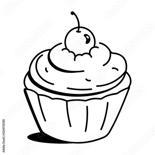 Cupcake icon in hand drawn style 


