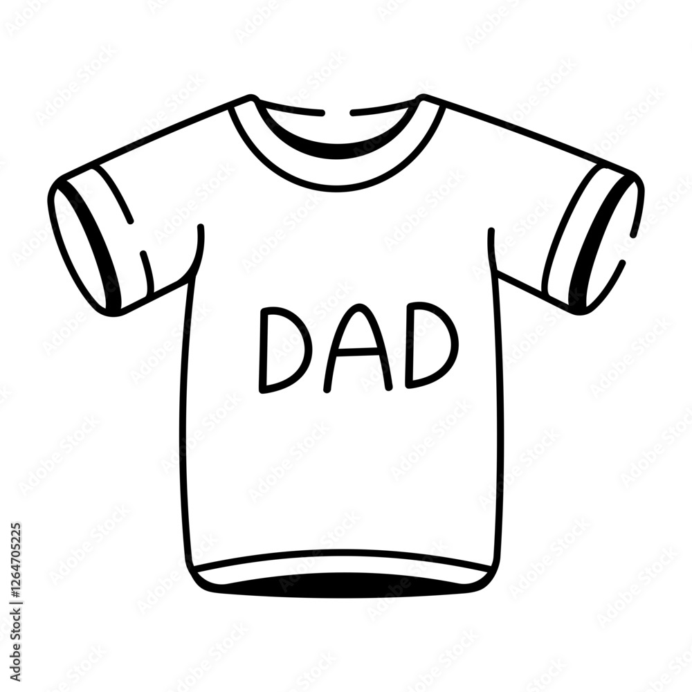 Naklejka premium Dad shirt icon in doodle style