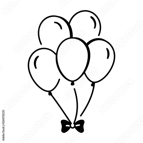 A hand drawn icon of balloons 
