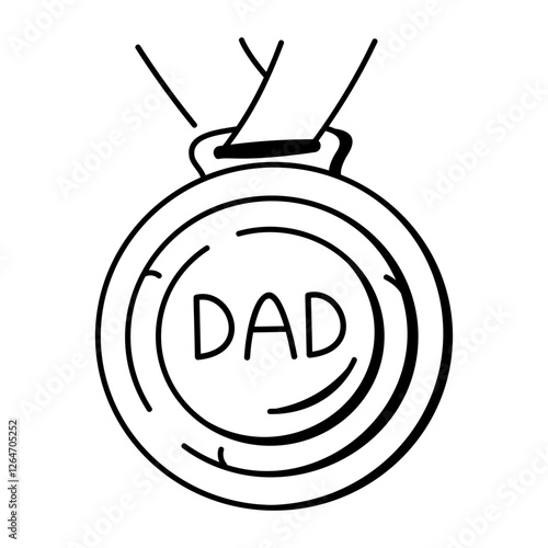 Dad medal icon in hand drawn style 

