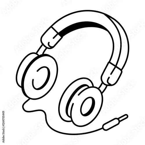 Headphones icon in doodle style 
