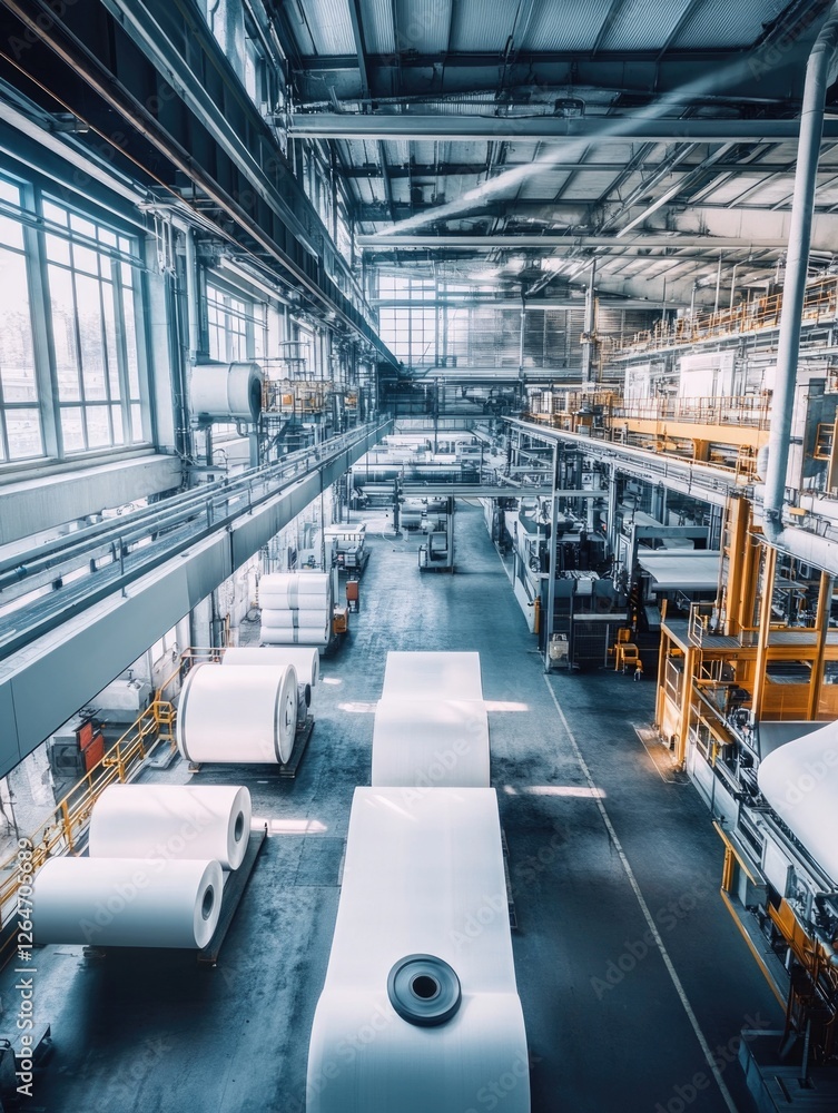 Fototapeta premium Paper Rolls on Conveyor Belt