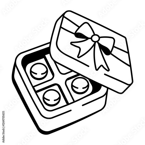 A hand drawn icon of chocolate gift 
