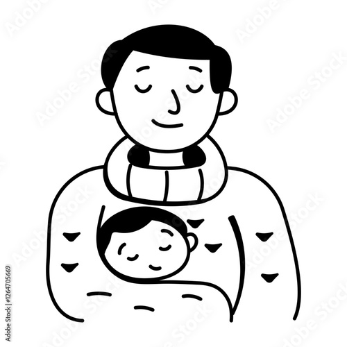 Dad love for his child, doodle style icon 
