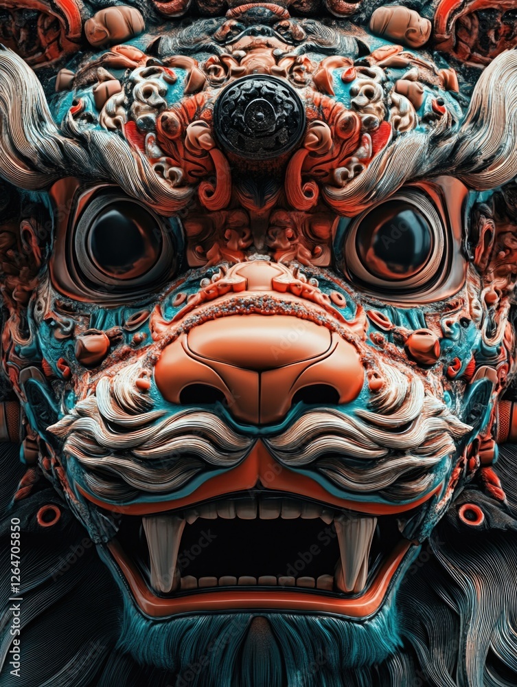 Naklejka premium Close-up of lion statue