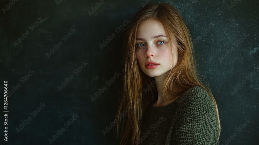 Fototapeta premium A studio shot of a blank blackboard framed with a wooden border.