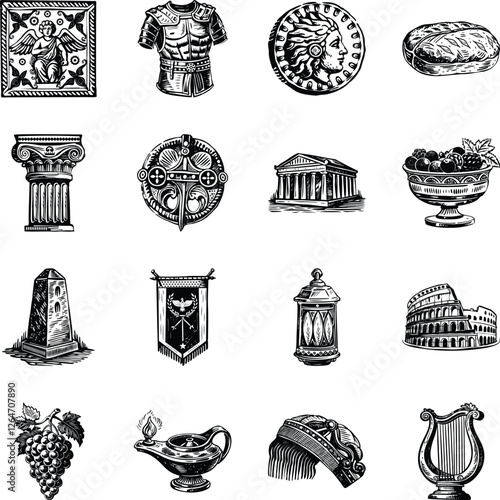 Bundle of Vintage Style Roman Civilization Illustrations 

