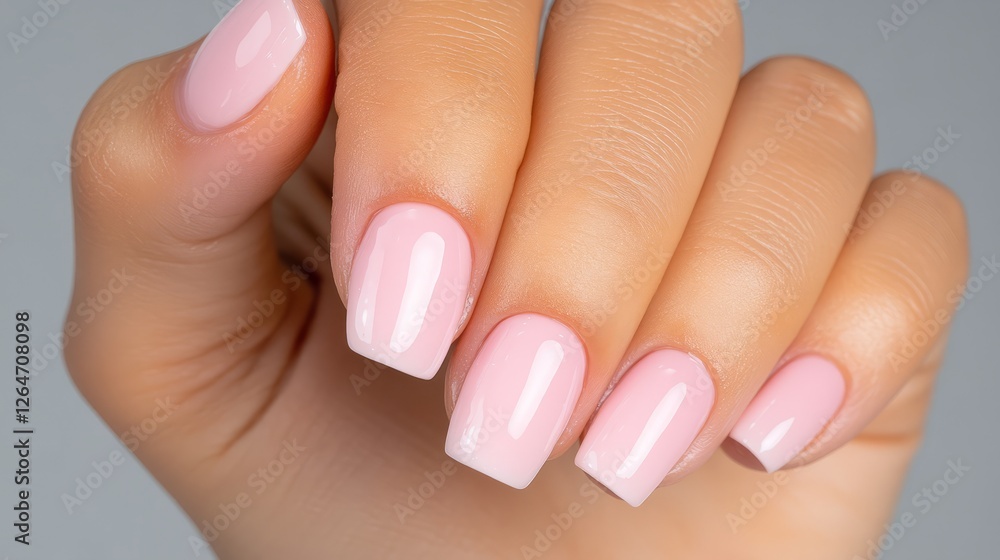 Close-Up View of Well-Manicured Nails with a Soft Pink Color on a Hand Against a Light Background in a Beauty and Self-Care Concept Close-Up View of Well-Manicured Nails with a Soft Pink Color on a Hand Against a Light Background in a Beauty and Self-Care Concept