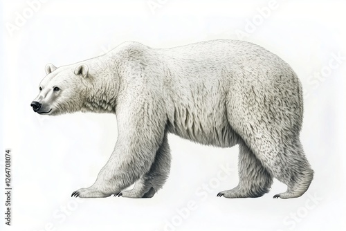 Polar bear walking across a snowy landscape in the Arctic region during winter