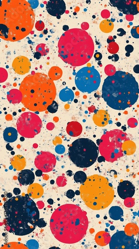 Colorful polka dot fabric close-up showcasing vibrant patterns and textures f...