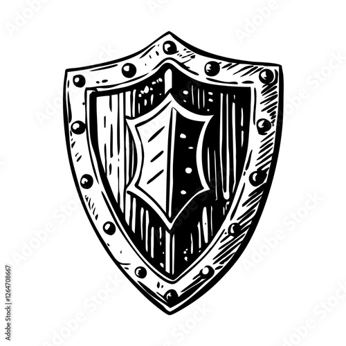 Gladiator shield illustration in vintage style