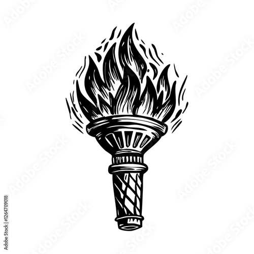 A vintage illustration of fire torch