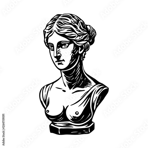 Ancient sculpture illustration in vintage style