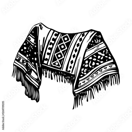 Roman shawl illustration in vintage style