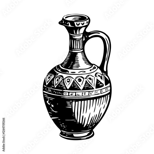 Ancient wine jug illustration in vintage style