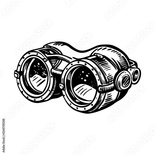 A vintage illustration of steampunk goggles