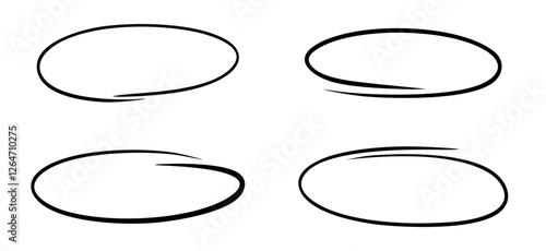 Set Collection Hand-Drawn Ellipse Circle Sketches Illustration