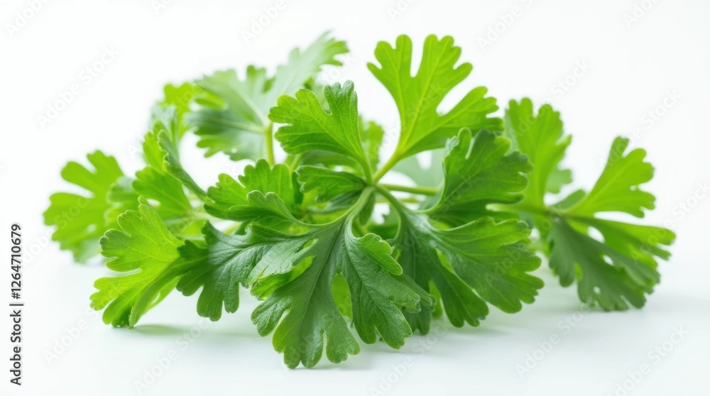 Fresh Green Parsley Leaves Isolated on White Background Fresh Green Parsley Leaves Isolated on White Background