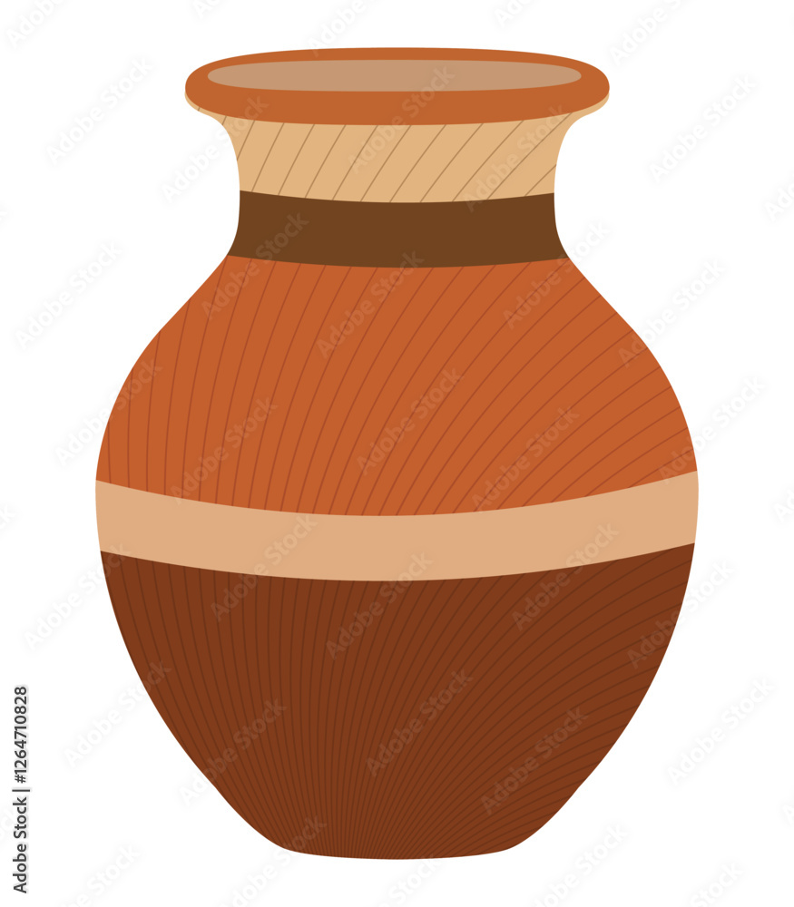 Decorative clay pot illustration with intricate patterns and earthy tones for home decor Decorative clay pot illustration with intricate patterns and earthy tones for home decor