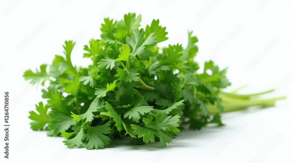 Fresh Green Parsley Bunch Isolated on White Background Fresh Green Parsley Bunch Isolated on White Background