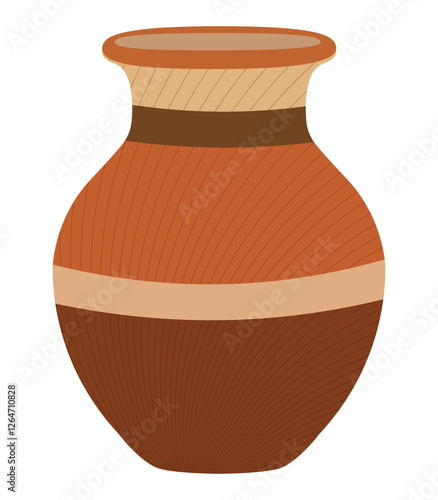 Decorative clay pot illustration with intricate patterns and earthy tones for home decor