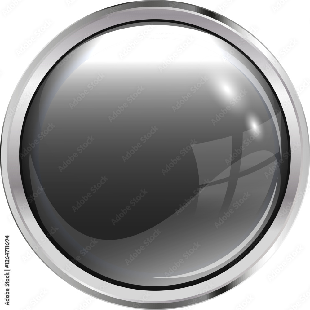 Black frame with fill, in silver frame, with glass design effect. Vector illustration for apps. Premium vector. Transparent background. EPS file Black frame with fill, in silver frame, with glass design effect. Vector illustration for apps. Premium vector. Transparent background. EPS file