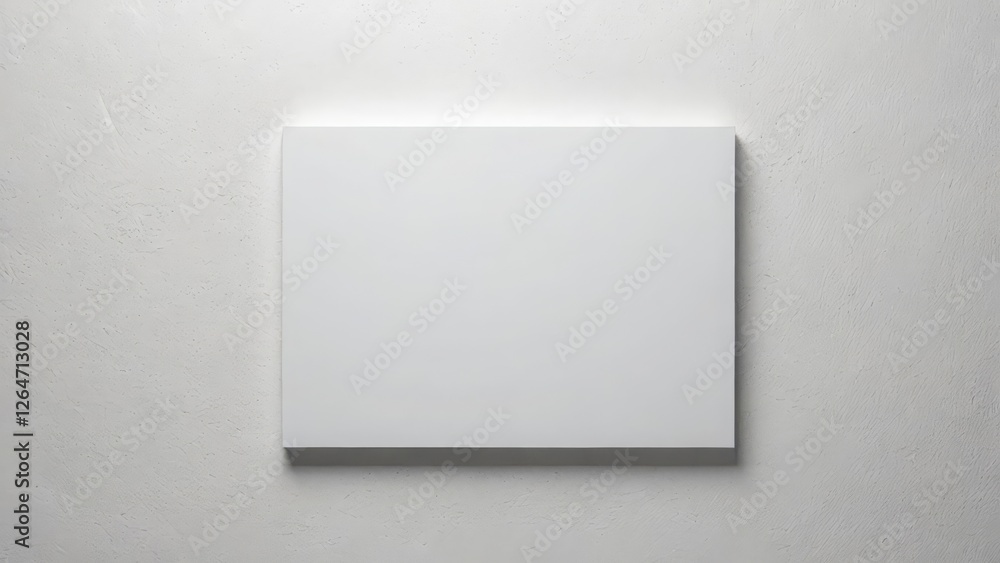 Blank white canvas on a textured wall, ideal for displaying art or creative projects Blank white canvas on a textured wall, ideal for displaying art or creative projects