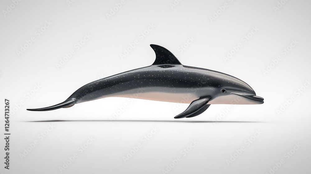 Obraz premium Pixelated Dolphin Leaping On White Background