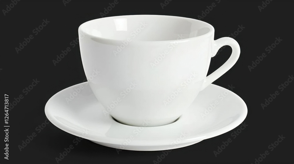 Empty White Ceramic Teacup and Saucer Empty White Ceramic Teacup and Saucer